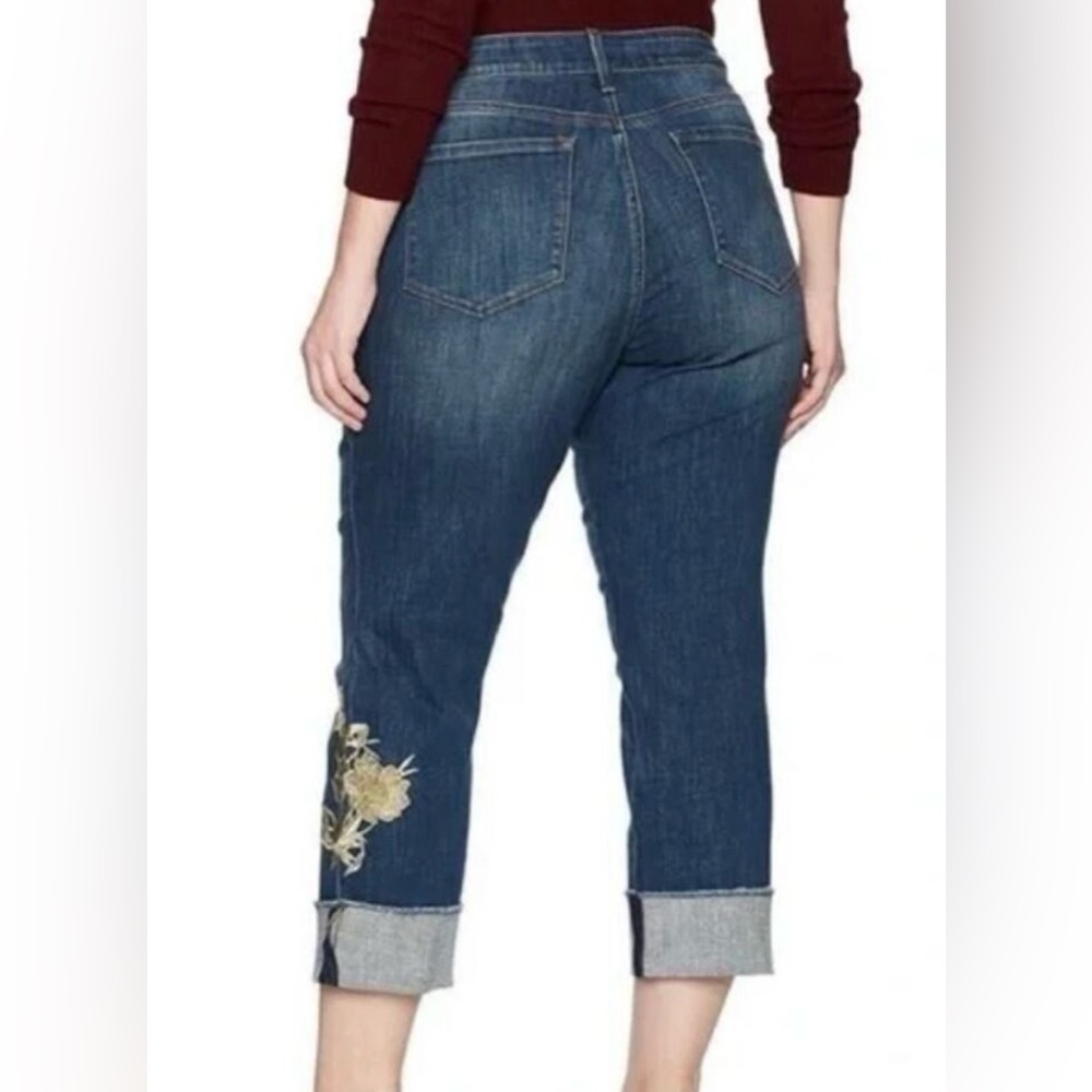 Not Your Daughters Jeans NYDJ Marilyn Ankle Embroidered Cropped Cuffed Jean 14 - Picture 2 of 5